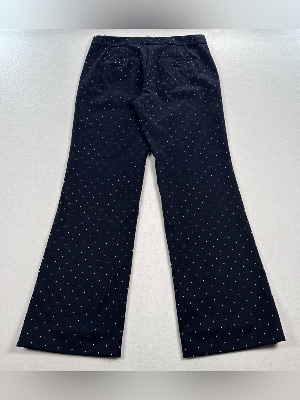 Banana Republic Logan Dress Pants Women's 6 Navy White‎ Polka Dots Stretch Boot - Picture 3 of 9